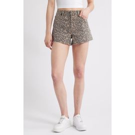 HIDDEN JEANS HIDDEN JEANS Cheetah Print Denim Cutoff Shorts