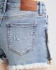 HIDDEN JEANS HIDDEN JEANS Distressed Side Zip Fringe Denim Shorts - 4