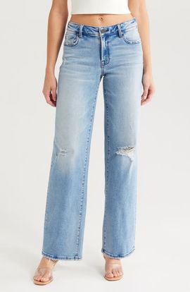 HIDDEN JEANS HIDDEN JEANS Distressed Straight Leg Dad Jeans
