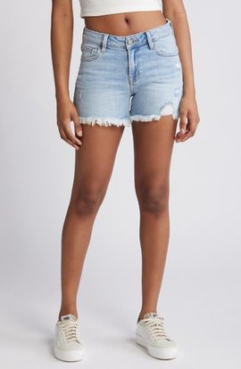 HIDDEN JEANS HIDDEN JEANS Frayed Low Rise Denim Shorts
