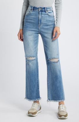 HIDDEN JEANS HIDDEN JEANS High Waist Ripped Straight Leg Jeans