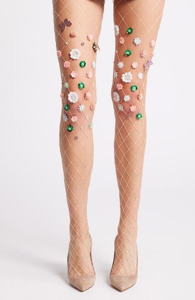 HIGH HEEL JUNGLE HIGH HEEL JUNGLE Aurora Floral Appliqué Sheer Tights