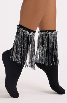 HIGH HEEL JUNGLE HIGH HEEL JUNGLE Bowie Sequin Tassel Cotton Blend Crew Socks