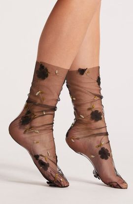 HIGH HEEL JUNGLE HIGH HEEL JUNGLE Venicians Vine Tulle Crew Socks