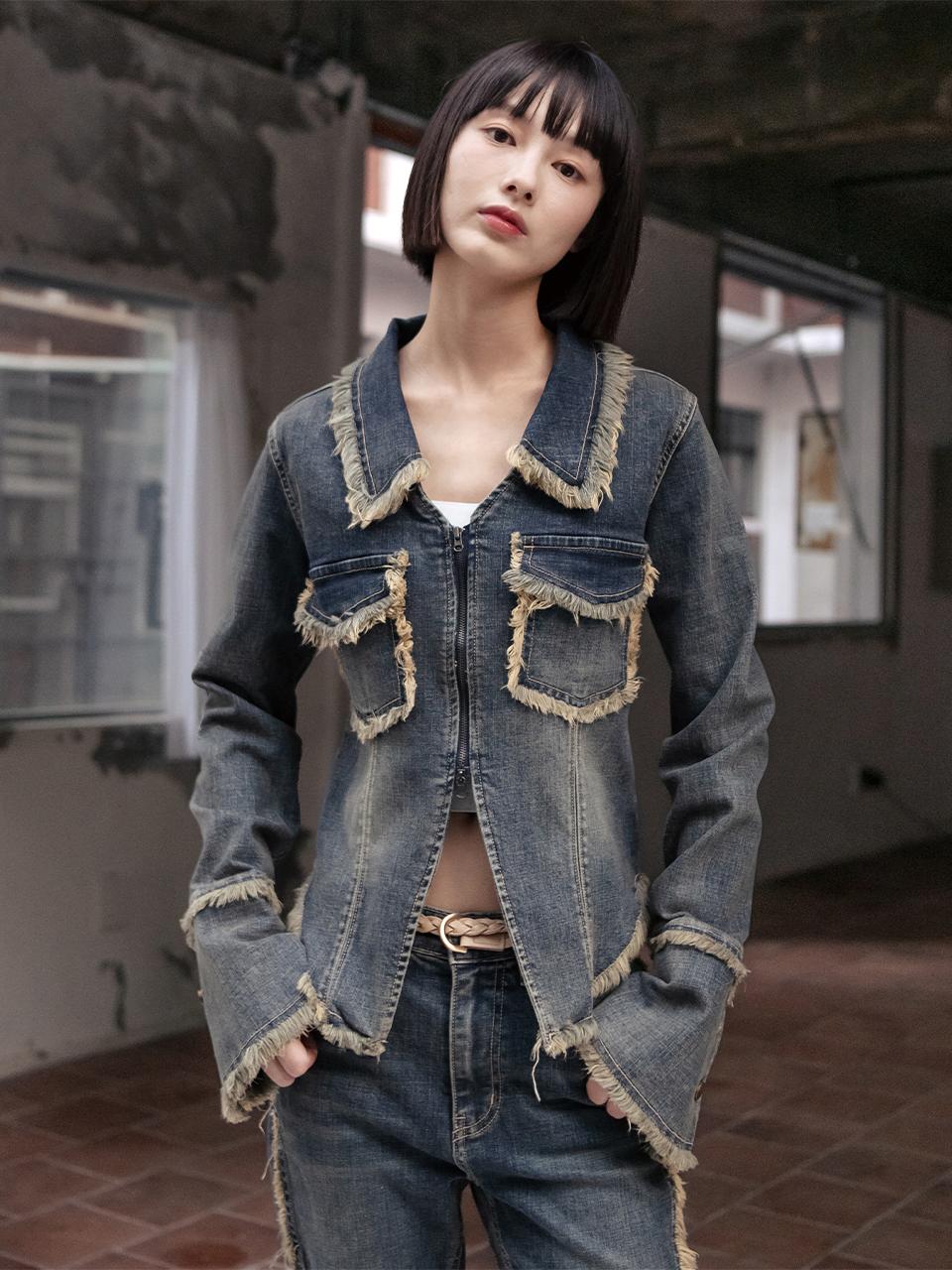 HIGHSCHOOLDISCO a vintage denim zip-up jacket