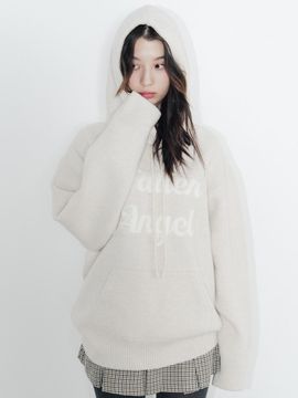 HIGHSCHOOLDISCO Angel Wool Hooded Oversized Knit [Light Brown]