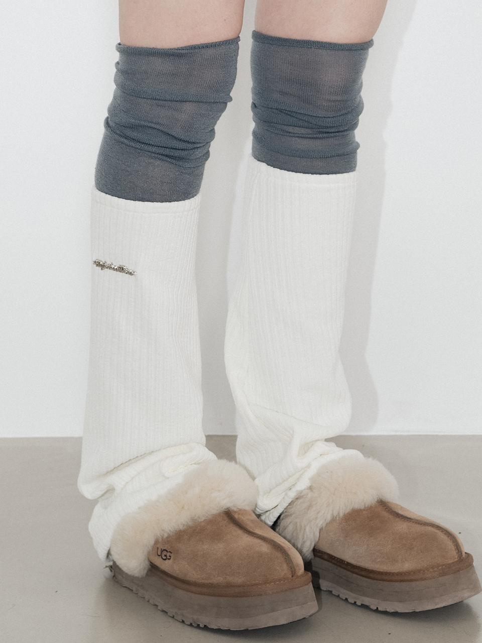 HIGHSCHOOLDISCO Basic Ribbed One-Size Leg Warmers [Ivory]