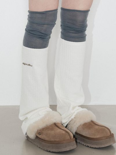 HIGHSCHOOLDISCO Basic Ribbed One-Size Leg Warmers [Ivory]