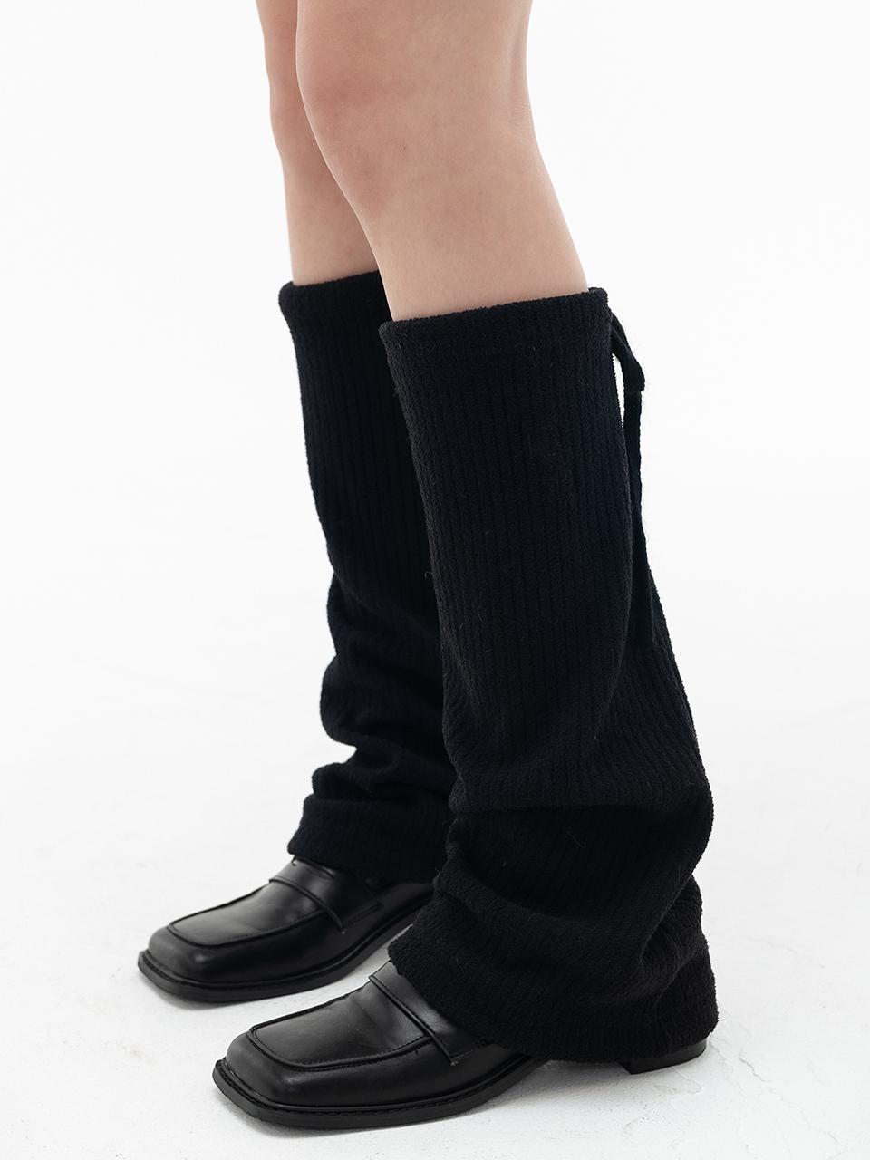 HIGHSCHOOLDISCO Ribbon boucle leg warmer_Black