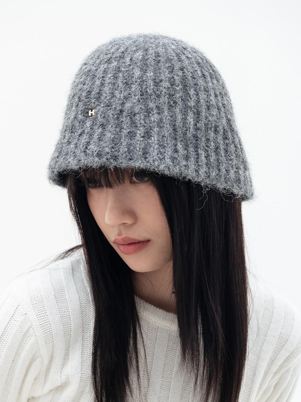 HIGHSCHOOLDISCO wool badge knit bucket hat_gray