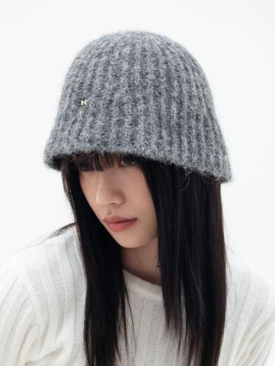HIGHSCHOOLDISCO wool badge knit bucket hat_gray