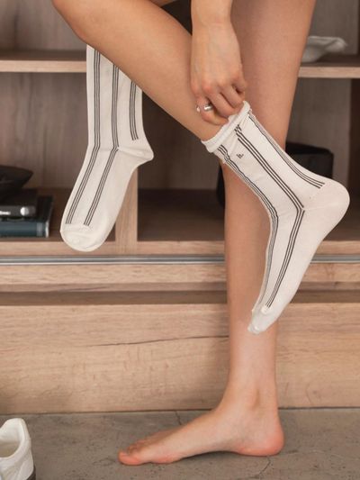 hiig Stripe Socks [Ivory/Brown]
