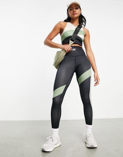 HIIT HIIT color block legging in black and khaki
