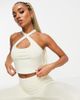 HIIT HIIT crop tank top with twist back in stone-Neutral - 1