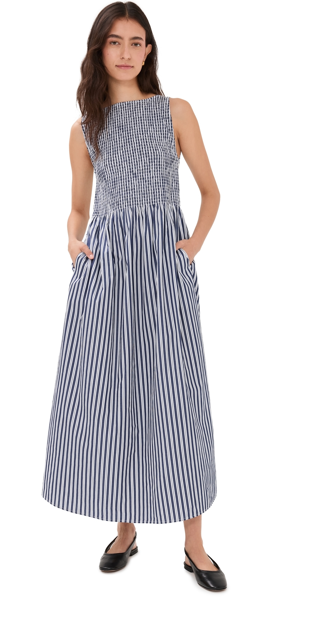 Hill House Home - Cosima Nap Dress Navy Stripe M