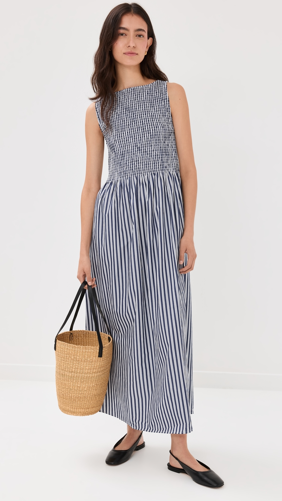 Hill House Home - Cosima Nap Dress Navy Stripe M
