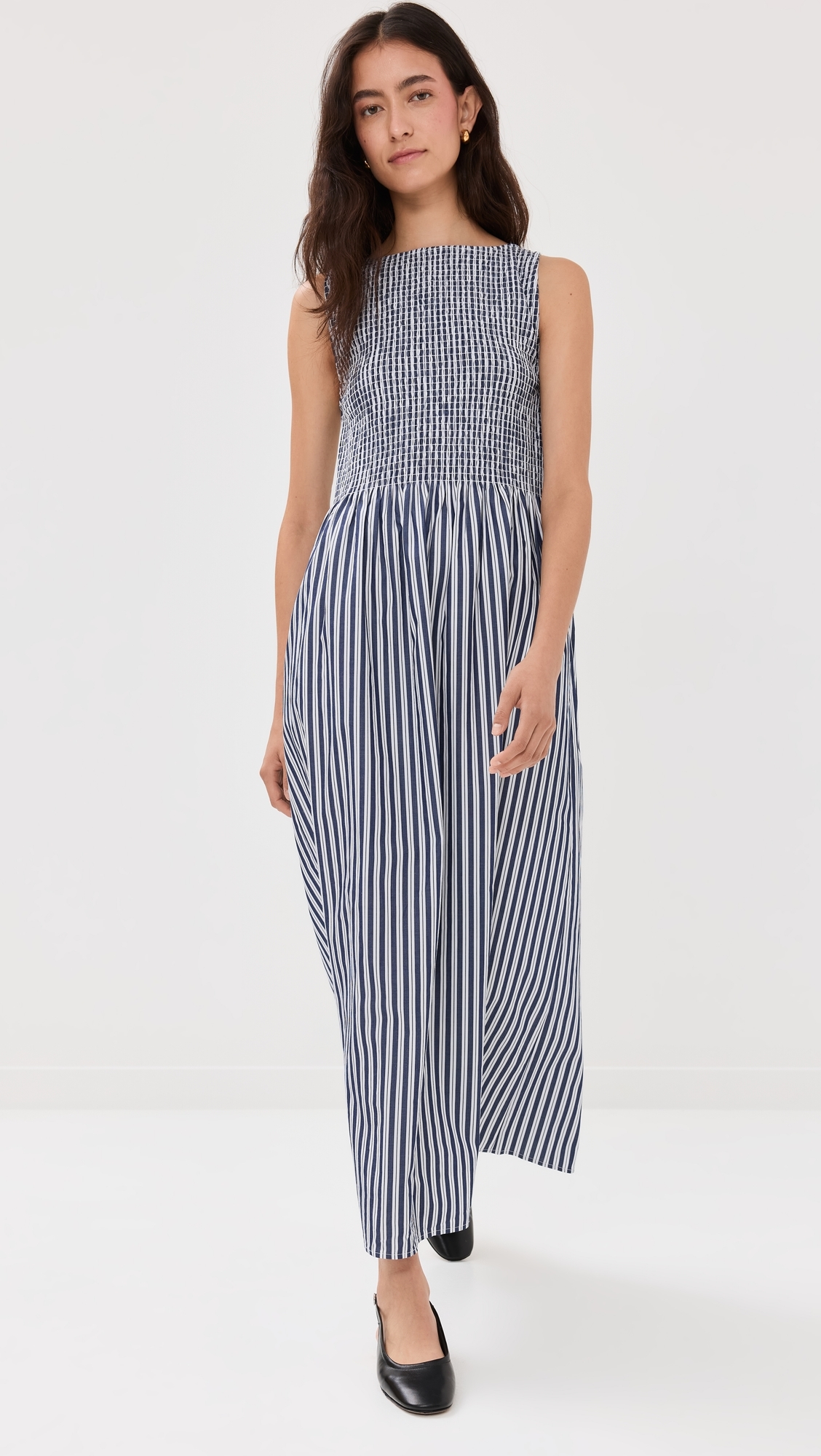 Hill House Home - Cosima Nap Dress Navy Stripe M