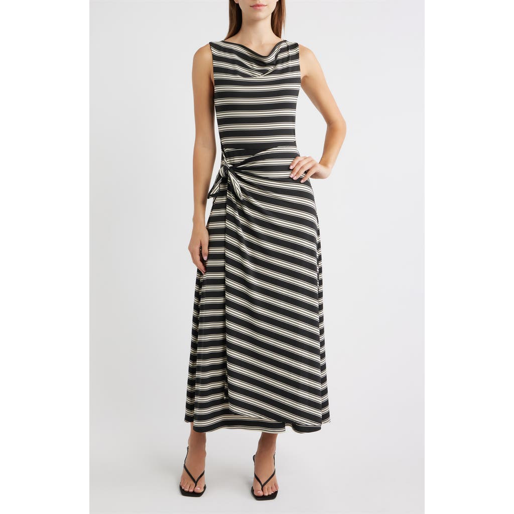 Hill House Home Hill House Home Jayne Rope Stripe Sleeveless Faux Wrap Midi Dress