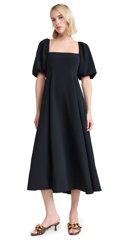 hill house black dress The Bridget Dress | Black Polka Dot / L | 100% Viscose