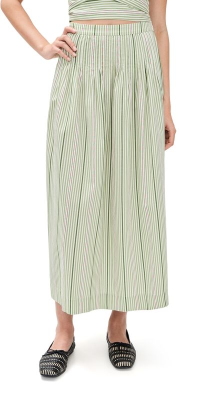 Hill House Home Hill House Home The Ame Skirt Green Jacquard Stripe