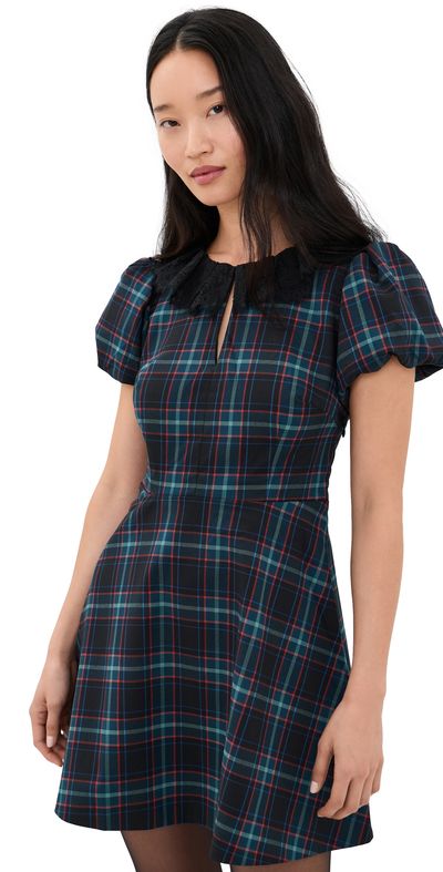 Hill House Home Hill House Home The Antoinette Dress Gem Plaid/Navy Multi