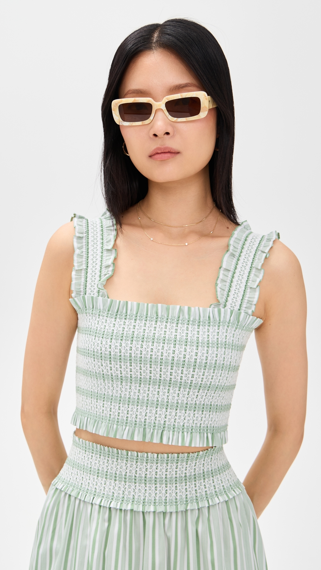 Hill House Home - The Azalea Nap Top Variegated Stripe/Apple Green M