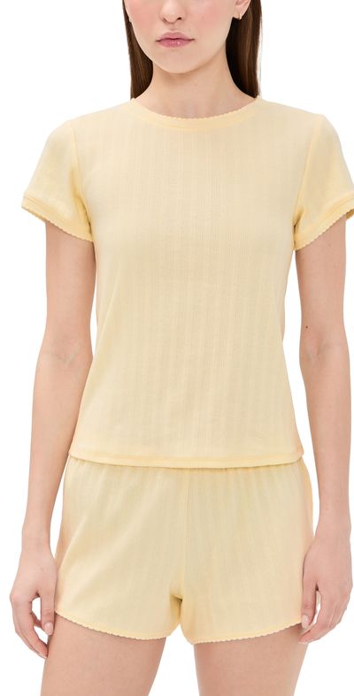 Hill House Home Hill House Home The Coco Pointelle Pajama Set Butter Yellow