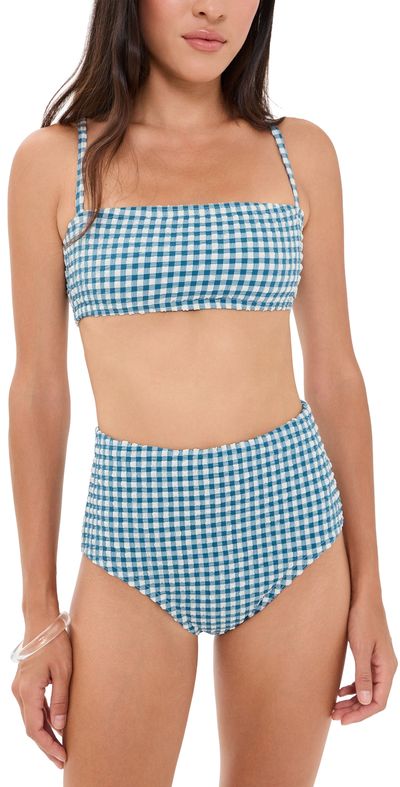 Hill House Home Hill House Home The Juno Bikini Two Piece Set Teal Gingham