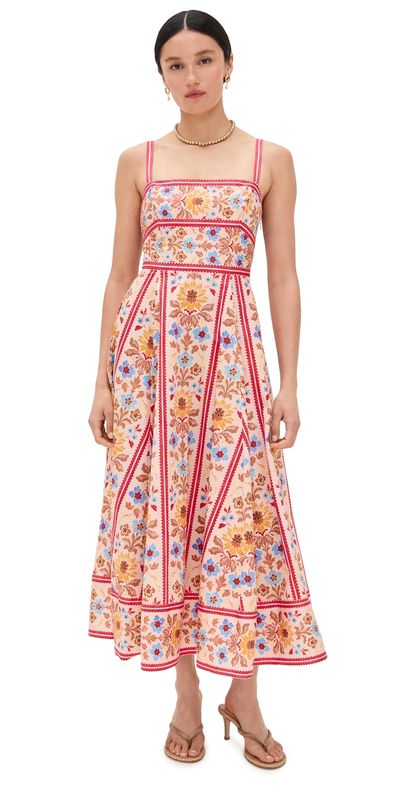 hill house margot dress blue floral block stripe The Margot Dress in Pink Floral Block Stripe