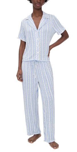 Hill House Home Hill House Home The Marina Pajama Set Petal Stripe Blue
