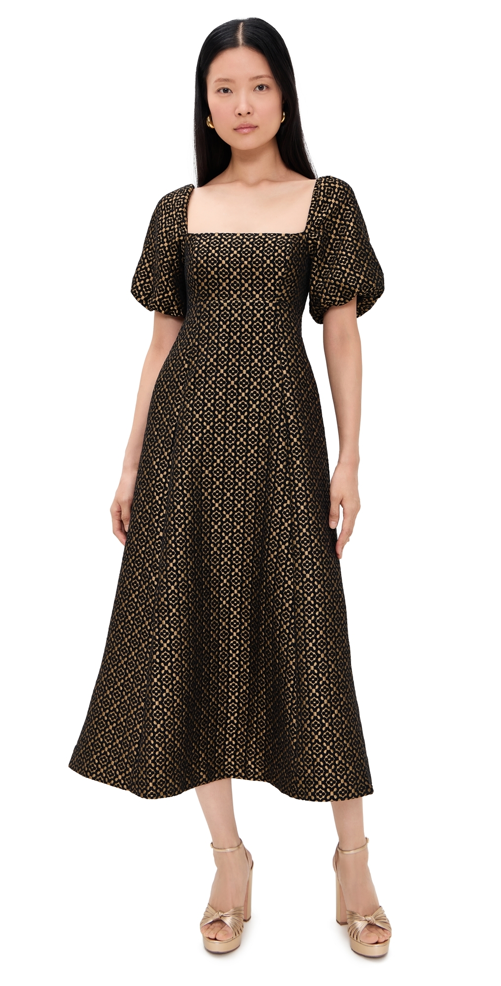 metallic dress fabric crossword clue Queen Style Metallic Fabric Cross Neck Cutout Slit Pleated Maxi Dress   roschic