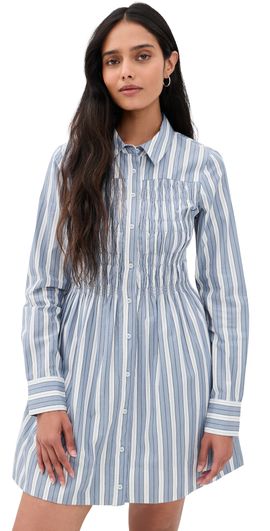 Hill House Home Hill House Home The Mira Dress Anne Stripe/Dusty Blue