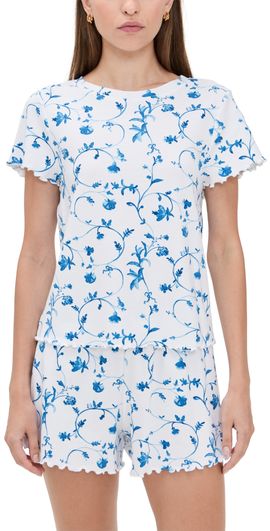 Hill House Home Hill House Home The Nina Short Pajama Set Blue Botanical M