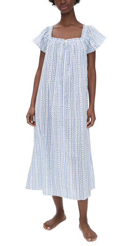 Hill House Home Hill House Home The Therese Nightgown Petal Stripe Blue
