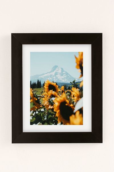 Hillary Murphy Hillary Murphy Mt. Hood Sunflower Field Art Print in Black Matte Frame at Urban Outfitters