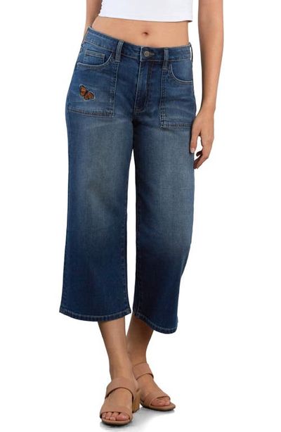 HINT OF BLU HINT OF BLU Butterfly Utility High Waist Crop Wide Leg Jeans