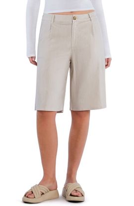 HINT OF BLU HINT OF BLU Chill Pleated Mid Rise Denim Bermuda Shorts