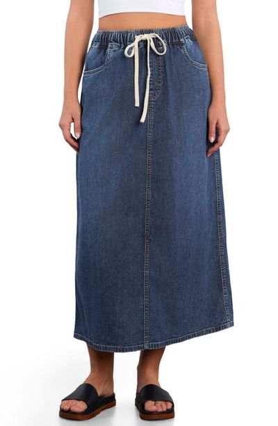 HINT OF BLU HINT OF BLU Effortless Denim Drawstring Maxi Skirt
