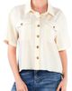 HINT OF BLU HINT OF BLU Emily Frayed Short Sleeve Denim Button-Up Shirt - 1