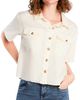 HINT OF BLU HINT OF BLU Emily Frayed Short Sleeve Denim Button-Up Shirt - 3