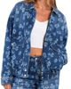 HINT OF BLU HINT OF BLU Floral Stretch Denim Jacket - 1