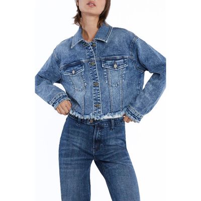 HINT OF BLU HINT OF BLU Frayed Crop Denim Jacket