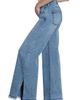 HINT OF BLU HINT OF BLU Frayed Split Hem Mid Rise Wide Leg Jeans - 3