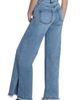 HINT OF BLU HINT OF BLU Frayed Split Hem Mid Rise Wide Leg Jeans - 4