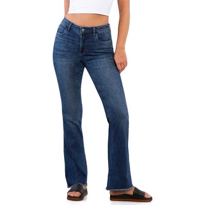 HINT OF BLU HINT OF BLU Fun Frayed Mid Rise Slim Flare Jeans