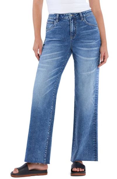 HINT OF BLU HINT OF BLU Nora Raw Hem Relaxed Wide Leg Jeans