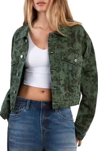 HINT OF BLU HINT OF BLU Print Crop Denim Jacket