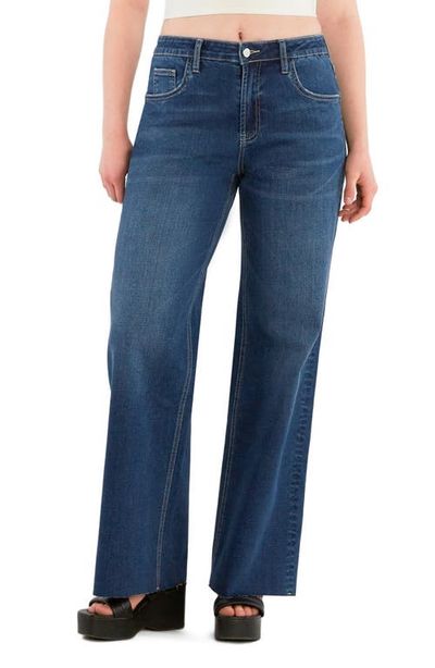 HINT OF BLU HINT OF BLU Raw Hem Wide Leg Jeans