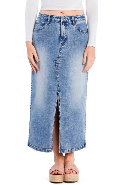 HINT OF BLU HINT OF BLU Split Hem Denim Midi Skirt