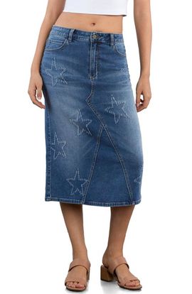 HINT OF BLU HINT OF BLU Star Denim Skirt